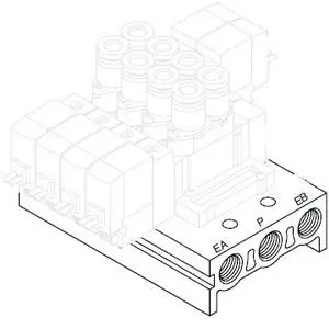 SMC SS5Y3-41P-05-C4-Q SY3000·5000·7000 系列 5通电磁阀 底板配管型集装式 整体集装板 扁平电缆配线 41P型