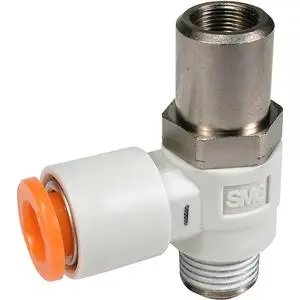 SMC AS1201F-M5-06D AS□□□1F-D 系列 用螺丝刀调节速度控制阀 带快换接头 弯头型