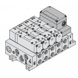 SMC VV5Q51-0303SDQ VQ5000 系列 5通先导式电磁阀 插入式组件 底板配管型集装式 EX123·124一体型对应输出串行传送系统