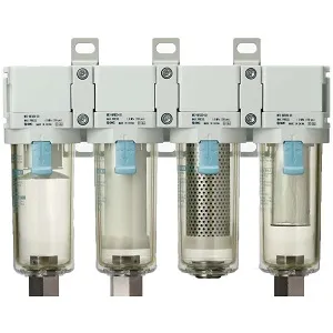 SMC HF2-BAC40D-03 HF2-BACD 系列 模块连接型 空气组合元件:抗菌过滤器(5μm)+抗菌过滤器(0.1μm)+除菌过滤器(0.01μm)+除臭过滤器