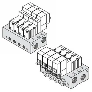 SMC SS3YJ3-S42-08-C4 SYJ300 系列 3通电磁阀/先导式 弹性密封 内部先导式用集装式 42型