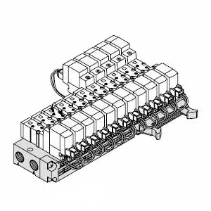 SMC SS5YJ3-32P-05-C4 SYJ3000 系列 4通先导式电磁阀 底板配管型集装式 32P型