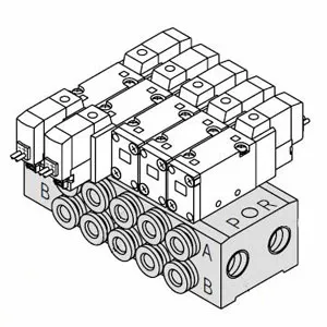 SMC SS5YJ5-42-05-C6 SYJ5000 系列 5通先导式电磁阀 底板配管型集装式 42型