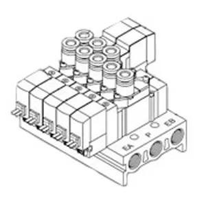 SMC SY515DR-5LZE SY300·SY500 系列 3通阀可与5通阀混合集装的形式 底板配管型/阀型号 单体用 各自配线型