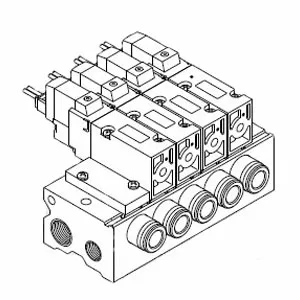 SMC VV3QZ25-0301C VQZ100·200·300 系列 3通电磁阀 底板配管型 集装式型号 插头式组件 