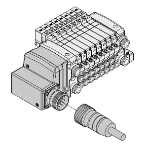 SMC VV5QC41-05C8MD1 VQC4000 系列 5通电磁阀 底板配管型 插入式组件 M组件(多针插座组件)集装式 对应IP67